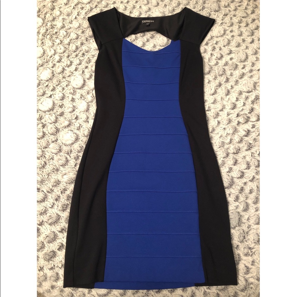 Blue and black bandage dress